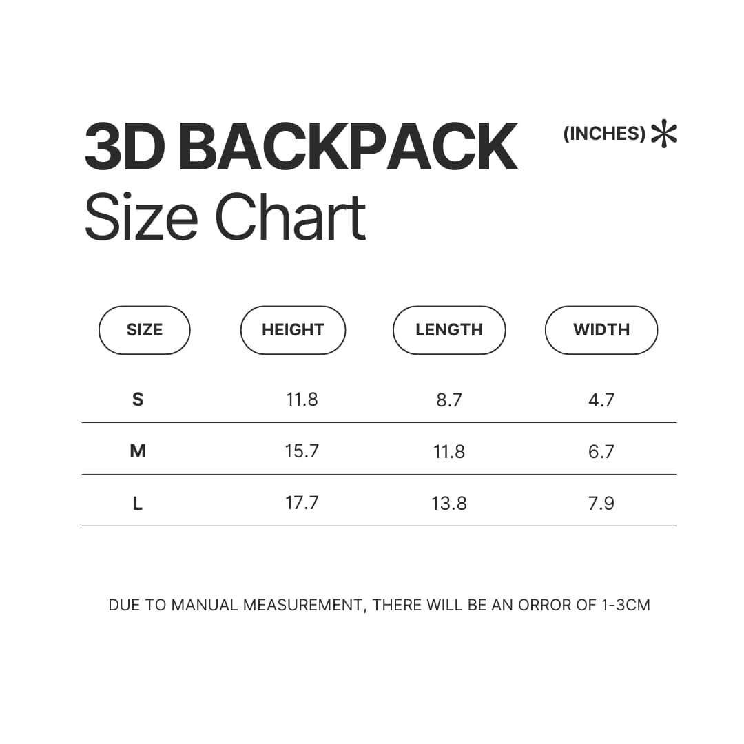 3D Backpack Size Chart - Outer Wilds UK Shop
