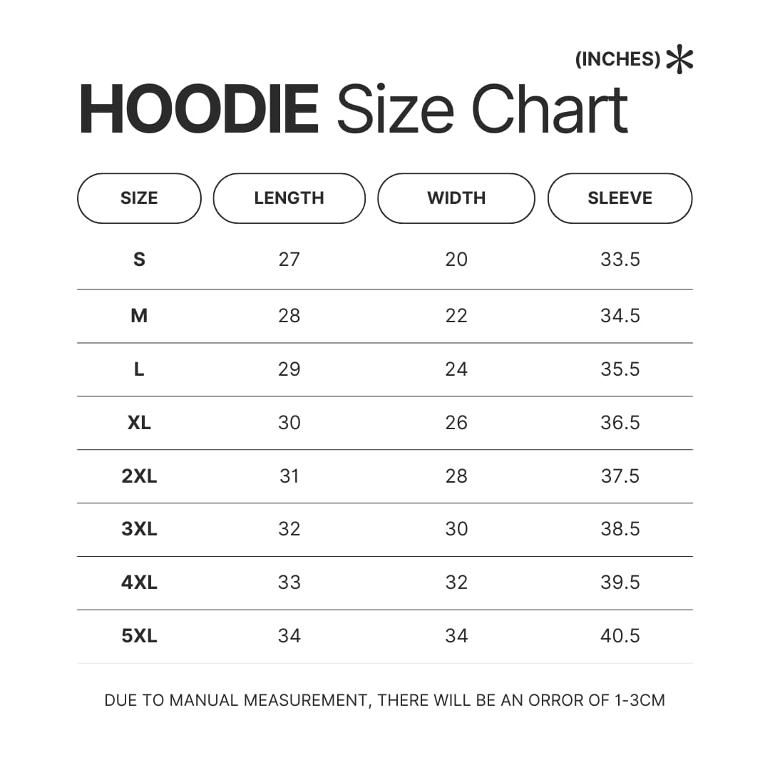 Hoodie Size Chart - Outer Wilds UK Shop