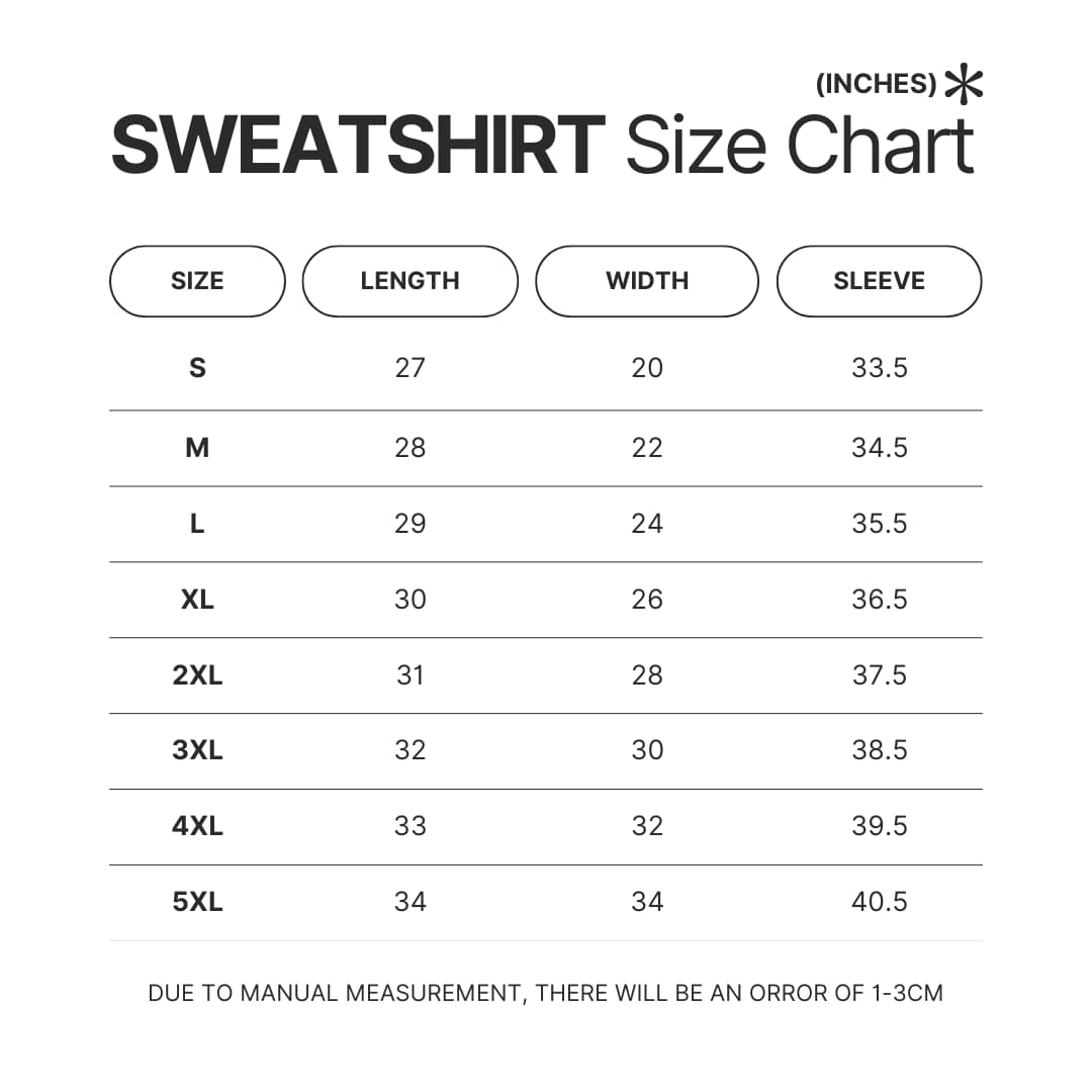 Sweatshirt Size Chart - Outer Wilds UK Shop