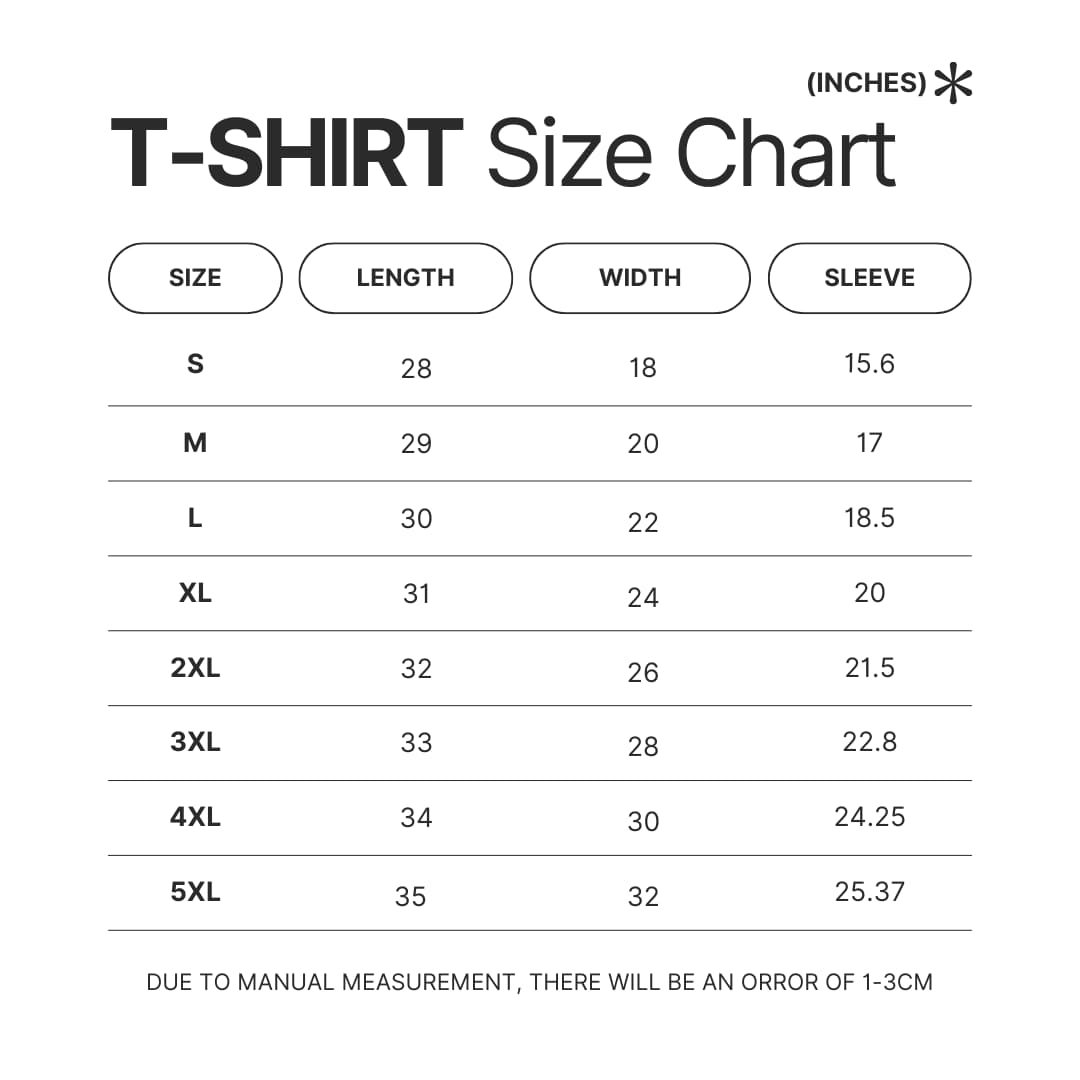 T shirt Size Chart - Outer Wilds UK Shop