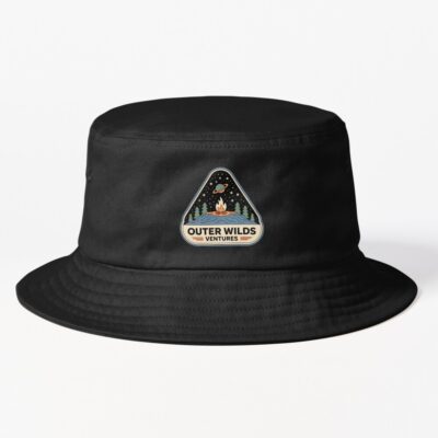 Outer Wilds Ventures Cosmic Exploration And Campfire Symbol Bucket Hat